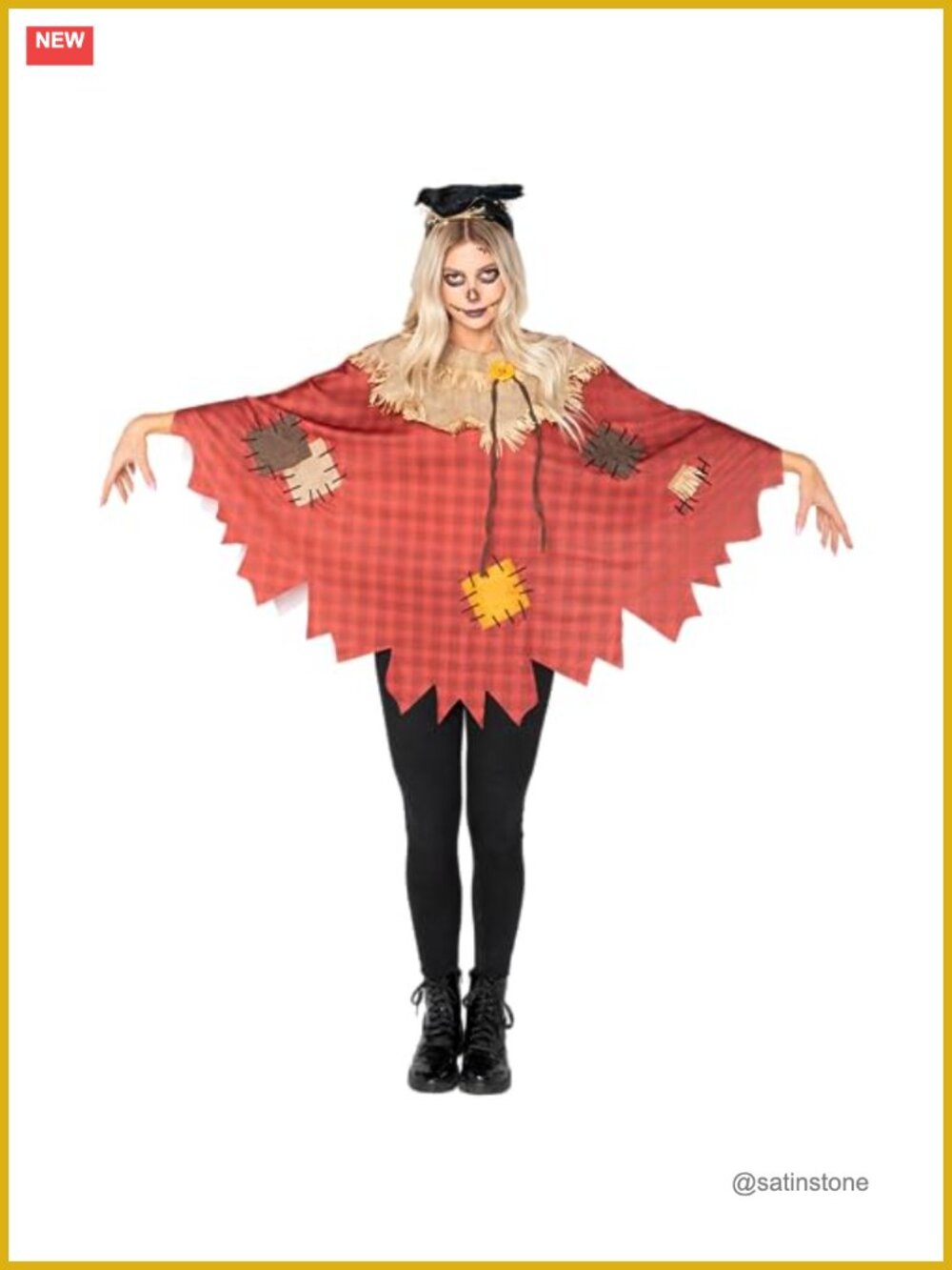 Scarecrow Poncho Costume Women Halloween Poncho & Headband Adult